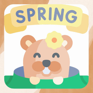Pegatina Cuadrada Adorable Spring Groundhog