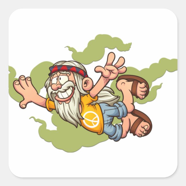 Pegatina Cuadrada Adorables Hippie Bohemio Cute Volador (Anverso)