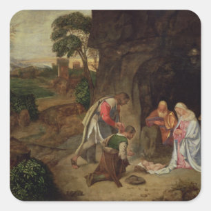 Pegatina Cuadrada Adoración de los pastores, 1510
