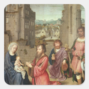 Pegatina Cuadrada Adoración de los Reyes, 1515