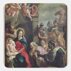 Pegatina Cuadrada Adoración del Magi