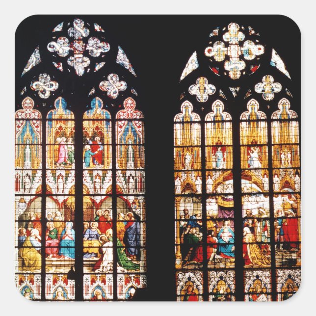 Pegatina Cuadrada Adoración del Magi (Anverso)