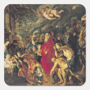Pegatina Cuadrada Adoración del Magi, 1610