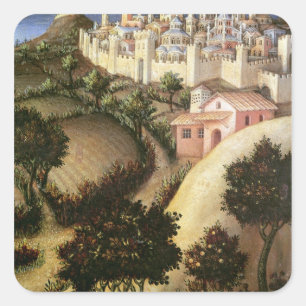 Pegatina Cuadrada Adoración del retablo magi