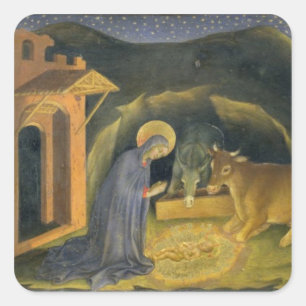 Pegatina Cuadrada Adoración del retablo magi; predel izquierdo