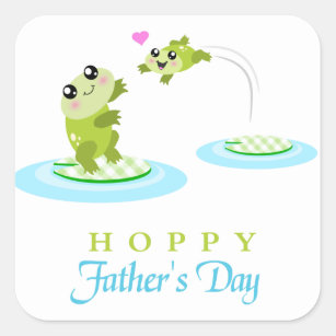 Pegatina Cuadrada Adorama de rana cuta feliz día del padre