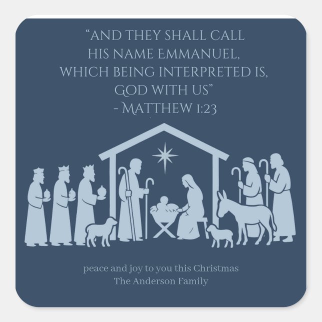 Pegatina Cuadrada Adoration of the Nativity Sticker – Manger Scene (Anverso)