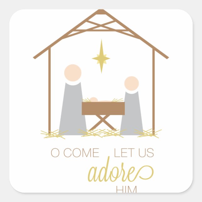 Pegatina Cuadrada Adore Him (Anverso)