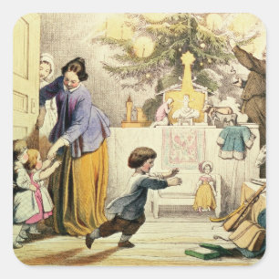 Pegatina Cuadrada Adornamiento del árbol de navidad