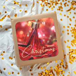 Pegatina Cuadrada Adorno de estrella de Navidad