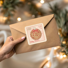 Pegatina Cuadrada Adorno de galleta de Navidad vintage
