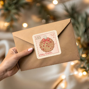 Pegatina Cuadrada Adorno de galleta de Navidad vintage