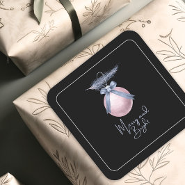 Pegatina Cuadrada Adorno Moderno Merry And Bright Pastel De Navidad