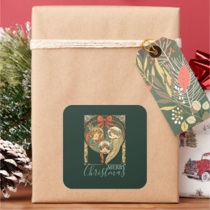 Pegatina Cuadrada Adornos de Navidad Fe Esperanza y Caridad Vector