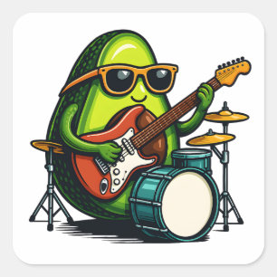 Pegatina Cuadrada Adquirir banda de frutas de arte guitariano Guay