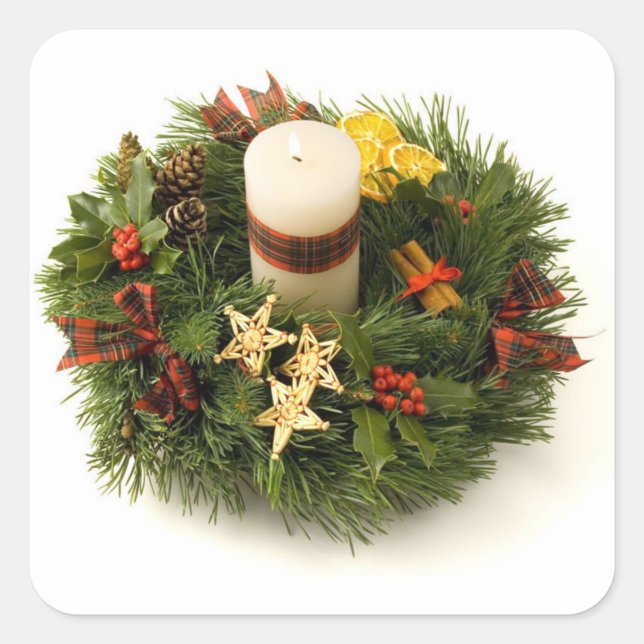 Pegatina Cuadrada Advent Wreath (Anverso)