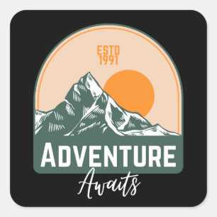 Pegatina Cuadrada Adventure Awaits