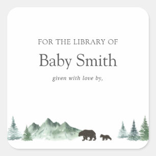 Pegatina Cuadrada Adventure Begins Baby Shower Library Square