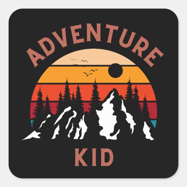 Pegatina Cuadrada Adventure Kid (Anverso)