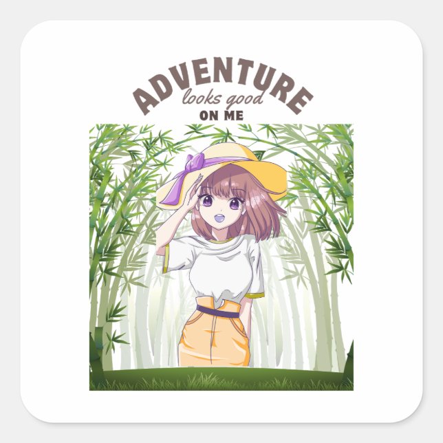 Pegatina Cuadrada Adventure me parece bien - Camping (Anverso)