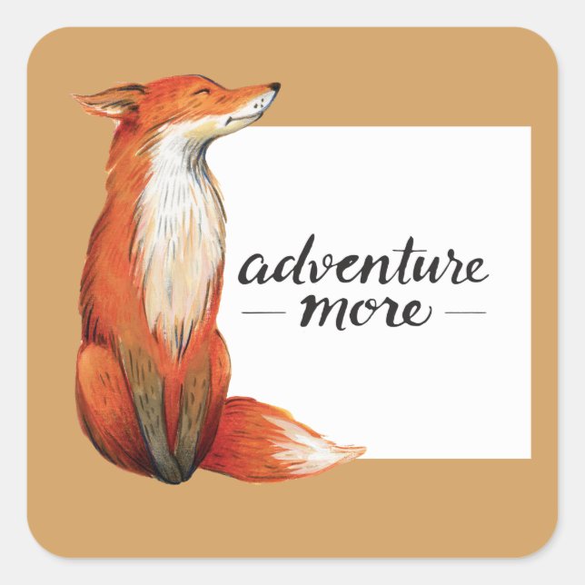 Pegatina Cuadrada adventure more fox (Anverso)