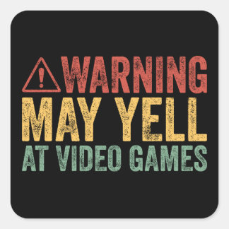 Pegatina Cuadrada Advertencia antigua puede gritar a los videojuegos