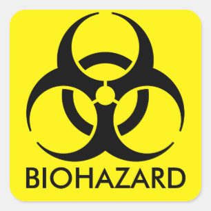 Pegatina Cuadrada Advertencia del Biohazard