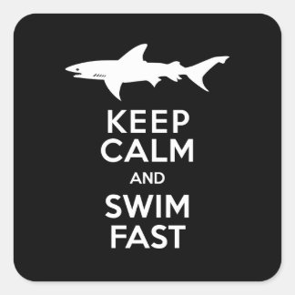 Pegatina Cuadrada Advertencia divertida sobre los tiburones: mantent