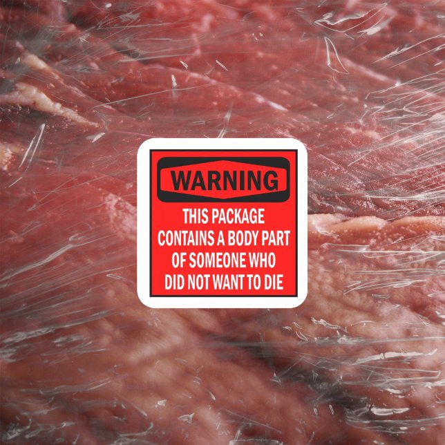 Pegatina Cuadrada Advertencia, Empaquetar activismo vegano (Subido por el creador)