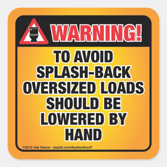 Pegatina Cuadrada ADVERTENCIA - Evitar el cuarto de baño de respaldo (Anverso)