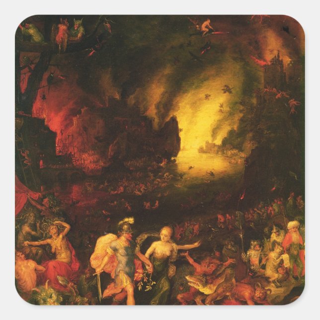 Pegatina Cuadrada Aeneas en Hades (Anverso)