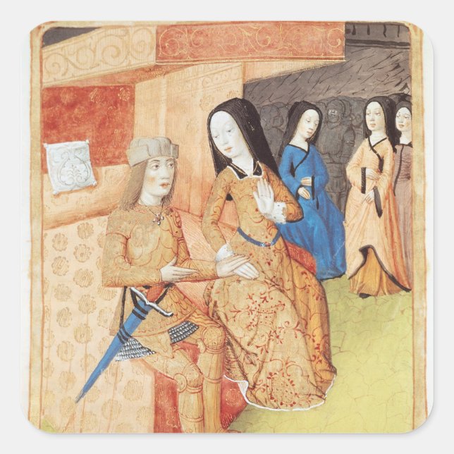 Pegatina Cuadrada Aeneas y Dido, de las obras de Virgil (Anverso)