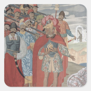 Pegatina Cuadrada Aeneas y sus soldados, 1919