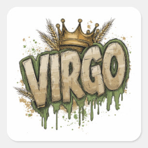 Pegatina Cuadrada Aerógrafo Virgo Zodiac Graffiti detallado con coro