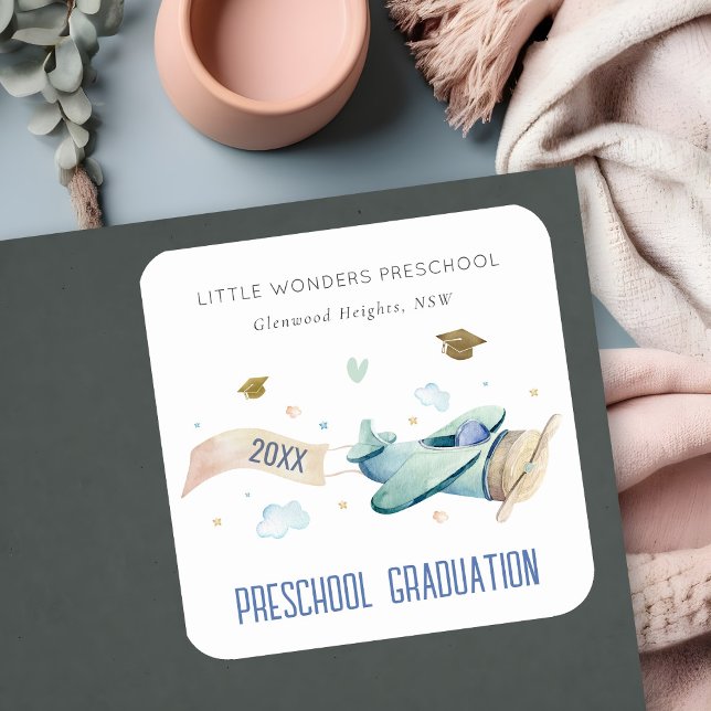 Pegatina Cuadrada Aeronave Cute Kids Sky Stars Graduación preescolar (Subido por el creador)