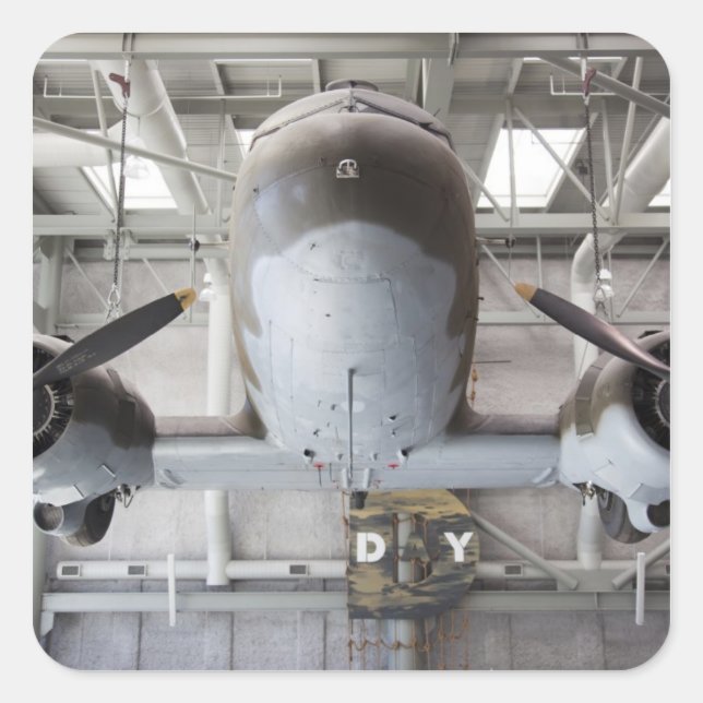 Pegatina Cuadrada Aeronaves de transporte Dakota C-47 de la Segunda  (Anverso)