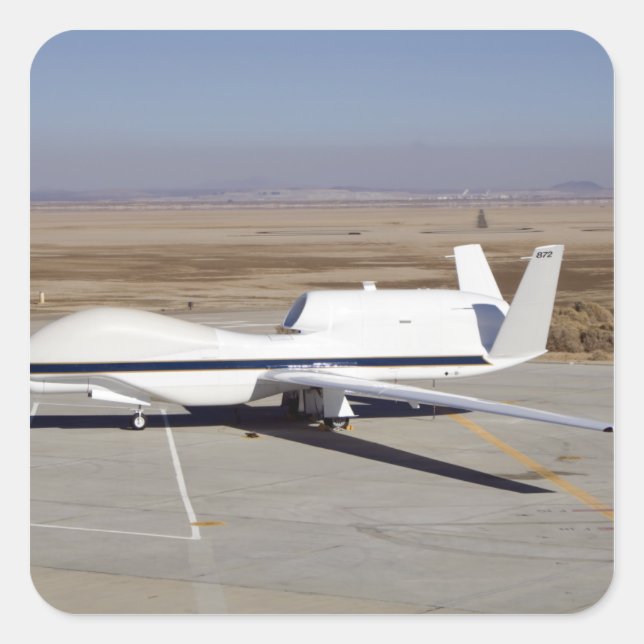 Pegatina Cuadrada Aeronaves no tripuladas del Global Hawk (Anverso)