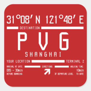 Pegatina Cuadrada Aeropuerto Internacional de Shanghai Pudong