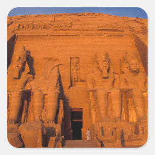 Pegatina Cuadrada AF, Egipto, Abu Simbel. Fachada al atardecer, Gran