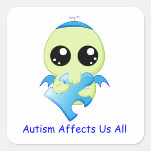 Pegatina Cuadrada Afectaciones al autismo - Baby Cthulhu