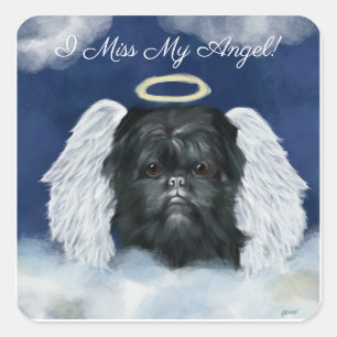 Pegatina Cuadrada Affenpinscher Angel