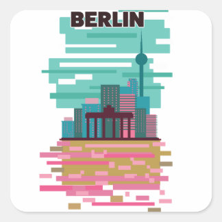 Pegatina Cuadrada Afiche de Berlín Travel