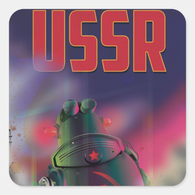 Pegatina Cuadrada Afiche de la URSS sobre viajes del personalizado r (Anverso)
