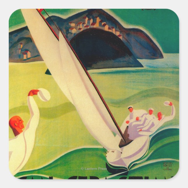 Pegatina Cuadrada Afiche de San Sebastián (Anverso)