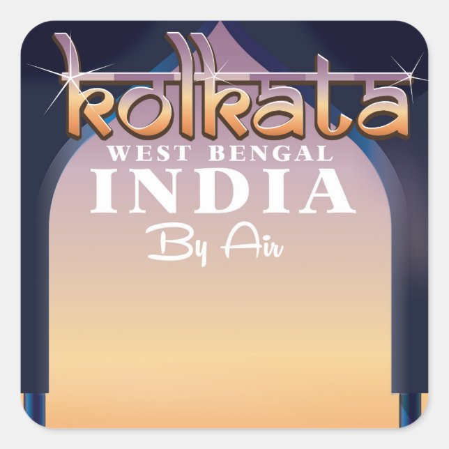 Pegatina Cuadrada Afiche de viaje de Bengaluru, India (Anverso)