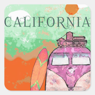 Pegatina Cuadrada Afiche de viaje de California