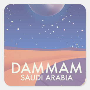 Pegatina Cuadrada Afiche de viaje de Dammam Arabia Saudita