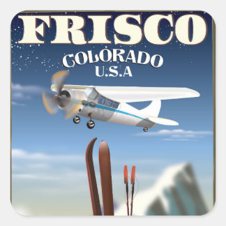 Pegatina Cuadrada Afiche de viaje de Frisco Colorado USA