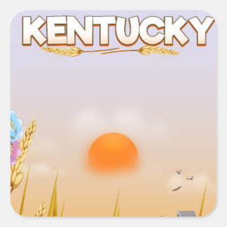 Pegatina Cuadrada Afiche de viaje de Kentucky Cute Farm