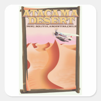 Pegatina Cuadrada Afiche de viaje de la Aventura del Desierto de Ata
